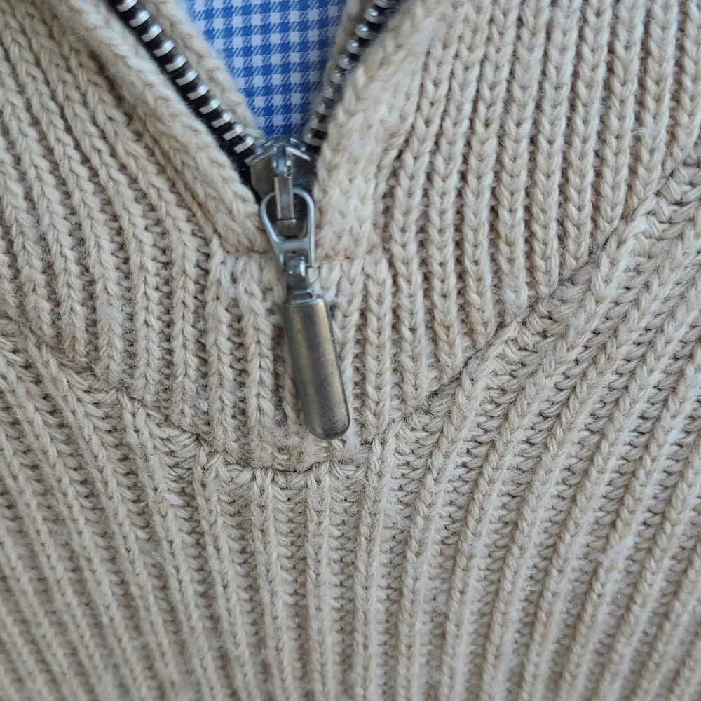 LE PAS DE L'OURS Beige Weave Knit France Sz XL Pullover Mechanic Hunting Sweater